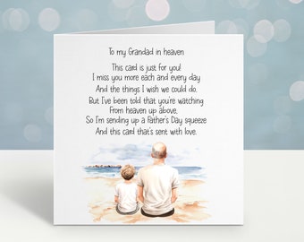 Vaderdagkaart Grandad In Heaven, gepersonaliseerde vaderdagkaart voor vader, Vaderdagkaart voor Gransha In Heaven