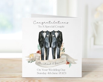 Gepersonaliseerde Gay Wedding Card, Hetzelfde Geslacht Wedding Card, Mr & Mr Wedding Day Card