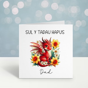 Tarjeta del Día del Padre en Gales, Tarjeta Sul Y Tadau Hapus, Carden Cymraeg, Tarjeta del Día del Padre para Tadcu, Tarjeta para Taid, Dragón Galés para el Día del Padre para papá