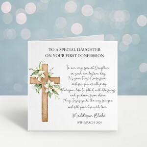 Biglietto di prima confessione personalizzato, biglietto di prima confessione per figlia, biglietto di confessione per pronipote, prima figlia di confessione