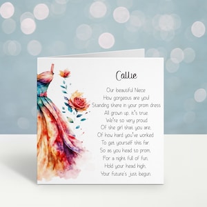 Nicht Prom Card, gepersonaliseerde kaart voor Prom Night, Celebration Card, Kleindochter Prom Card, Nicht Prom Card