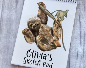 Sloth Gift, Sketchbook, Personalised Sketchbook, Personalised Sketch Pad, Sketchbook, Gift For Granddaughter, Gift For Daughter