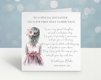 Personalised Holy Communion Card, 1st Communion Card For Daughter, Communion Card For Granddaughter, Holy Communion Card Great Granddaughter
