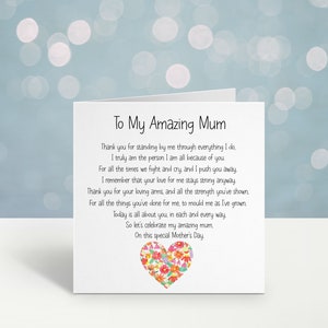 Carte de fête des mères, carte de fête des mères pour maman, poème pour la fête des mères