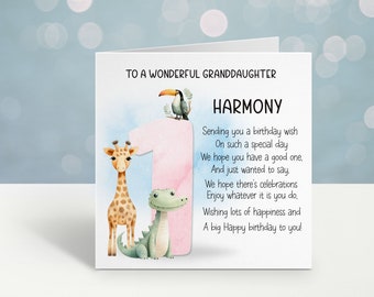 Cartão de aniversário da neta, cartão de aniversário personalizado 1º 2º 3º 4º 5º 6º 7º 8º 9º, cartão de aniversário de amigos animais