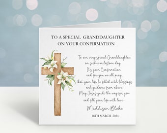 Personalised Confirmation Day Card, Confirmation Day Card For Granddaughter, Confirmation Card Great Granddaughter, Confirmation Daughter
