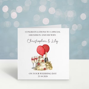 Biglietto di matrimonio personalizzato, Biglietto di nozze per nipote e sua moglie, Biglietto di matrimonio per figlio e moglie, pronipote, nipote fratello qualsiasi titolo