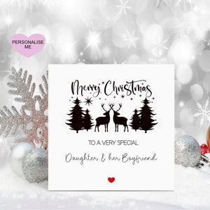 Biglietto di Natale per figlia e fidanzato, biglietto di Natale per figlia e marito, biglietto di Natale personalizzato, Natale a luglio