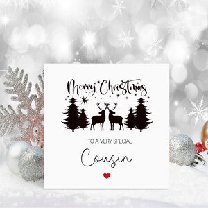Tarjeta de Navidad de primo, tarjeta de Navidad para primo, tarjeta de Navidad personalizada, escena de Navidad