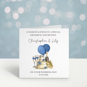 Cartão de casamento personalizado, cartão de dia de casamento para neto e sua esposa, cartão de casamento para filho e esposa, bisneto, sobrinho, irmão, qualquer título