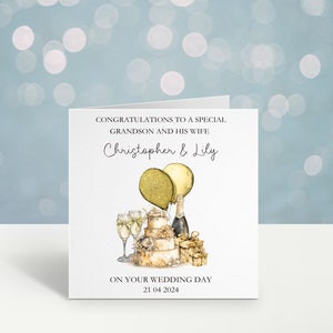 Cartão de casamento personalizado, cartão de dia de casamento para neto e sua esposa, cartão de casamento para filho e esposa, bisneto, sobrinho, irmão, qualquer título