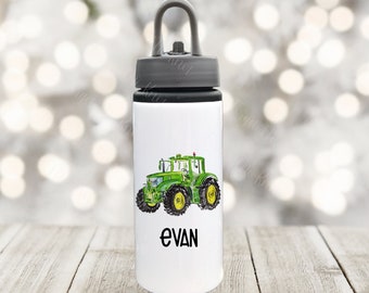 Bouteille d’eau de tracteur, bouteille d’eau personnalisée, bouteille d’eau avec paille, cadeau personnalisé pour elle, bouteille de boissons de tracteur pour enfants