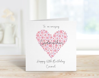 Carte d'anniversaire personnalisée pour marraine, carte d'anniversaire pour marraine, cartes d'anniversaire pour elle, carte d'anniversaire pour tout âge, 60e anniversaire pour marraine