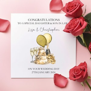 Cartão de casamento personalizado, cartão de dia de casamento para filha e filho, cartão de casamento para noiva e noivo, cartão de dia de casamento para amigo especial