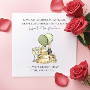 Carte de mariage personnalisée, carte de mariage pour petite-fille et son mari, carte de mariage pour jeunes mariés