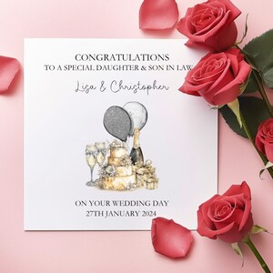 Cartão de casamento personalizado, cartão de dia de casamento para filha e filho, cartão de casamento para noiva e noivo, cartão de dia de casamento para amigo especial