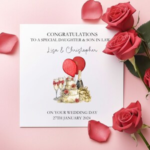Cartão de casamento personalizado, cartão de dia de casamento para filha e filho, cartão de casamento para noiva e noivo, cartão de dia de casamento para amigo especial