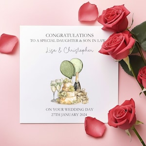 Cartão de casamento personalizado, cartão de dia de casamento para filha e filho, cartão de casamento para noiva e noivo, cartão de dia de casamento para amigo especial
