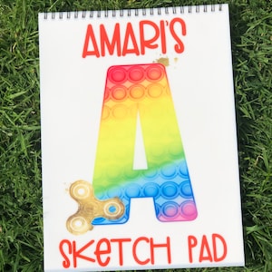 Fidget Poppit Kids Custom Sketch Pad, Children's Sketch Pad, Poppit Design Sketch Pad, Poppit Fidget Kids Drawing Pad, Sensory Gift