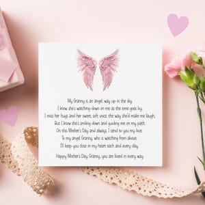 Oma im Himmel, Muttertags-Erinnerungskarte, Muttertag ohne Sie Karte, für unsere Nana im Himmel, Muttertagsgedicht für Kindermädchen im Himmel