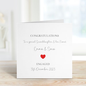 Carte de fiançailles pour petite-fille, carte de fiançailles personnalisée pour fille, carte de fiançailles pour fils, carte de fiançailles pour arrière-petit-fils