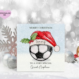 Voetbal kerstkaart, achterneef kerstkaart, kerstkaart voor achterneef, gepersonaliseerde kerstkaart