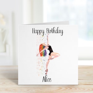 Carte d'anniversaire de danseuse, carte d'anniversaire de danseuse personnalisée, carte d'anniversaire pour elle