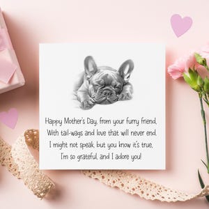 Cartão de Dia das Mães Frenchie, Do Cachorro Cartão de Dia das Mães, Cartão Do Cachorro