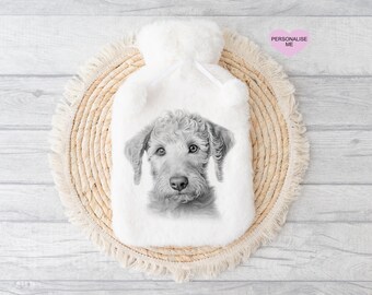 Bedlington Terrier Geschenk, personalisierte Wärmflasche, Hund Weihnachtsgeschenk, Weihnachtsgeschenk für Hundeliebhaber