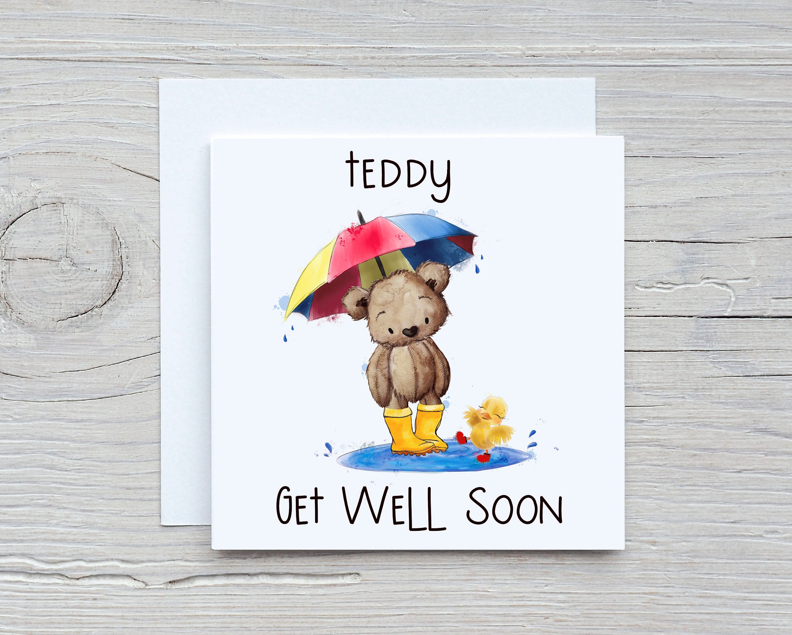 Personalised Get Well Soon Card Teddy Bear Get Well Soon Card 