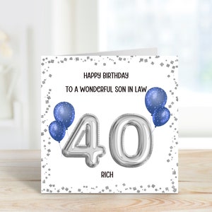Carte de 40e anniversaire, carte d'anniversaire personnalisée gendre, carte d'anniversaire personnalisée pour lui, carte d'anniversaire gendre
