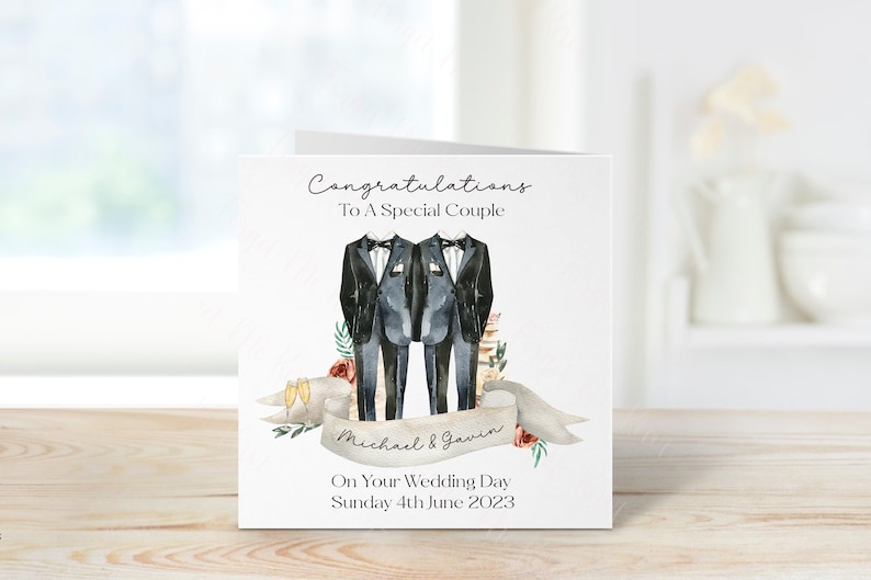 Personalised Gay Wedding Card, Same Sex Wedding Card, Mr & Mr Wedding Day Card image 3