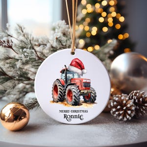 Personlig traktorkula, röd traktorjulkula, julgransdekoration för barnbarn, juldekorationer, julklapp
