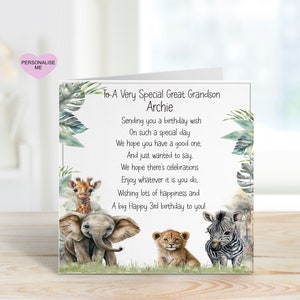 3ème carte d'anniversaire de petite-fille, carte de 1er anniversaire pour petit-fils, carte personnalisée de 3ème anniversaire de petite-fille