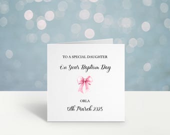 Carte de baptême fille, carte de baptême personnalisée pour petite-fille, carte de baptême