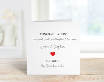 Engagement Card For Daughter, Personalised Engagement Card For Granddaughter Engagement Card For Son, Engagement Card For Great Grandson