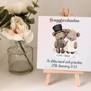 Llongyfarchiadau, Ar ddiwrnod eich priodas, Biglietto per il giorno delle nozze gallesi per gli sposi, Biglietto per il giorno delle nozze, Biglietto personalizzato