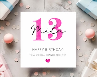 Granddaughter 13th Birthday Card, Personalised 13th Birthday Card For Daughter, Officially A Teenager Card, Daughter 13th Birthday Card