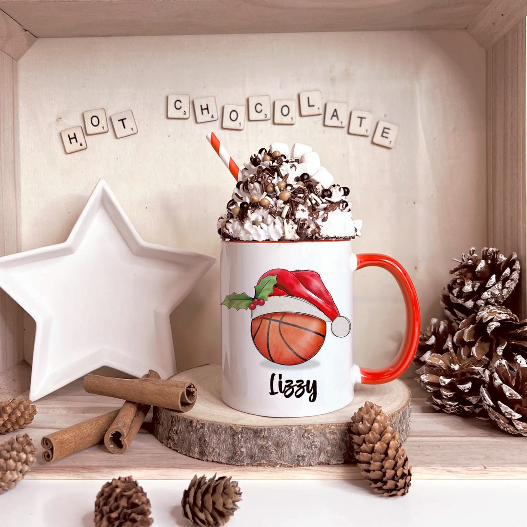Basketball Christmas Mug, Personalised Basketball Christmas Mug. Xmas