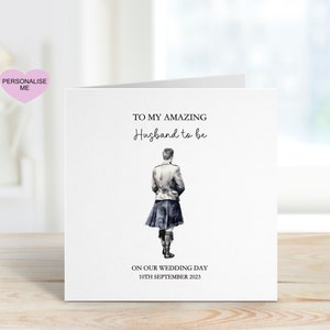 Biglietto di nozze scozzese, biglietto di nozze per futuro marito scozzese, biglietto di nozze personalizzato per nipote, design kilt scozzese