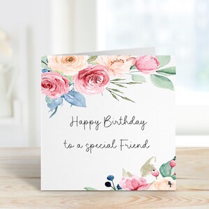 Carte d'anniversaire spéciale amie, carte d'anniversaire personnalisée maman pour elle, carte d'anniversaire cadre floral