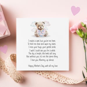 Muttertags-Erinnerungskarte, Muttertag ohne Sie Karte, für meine Mama im Himmel, Muttertagsgedicht für Mama im Himmel