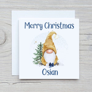 Personalised Gonk Christmas Card, Gnome Christmas Card, Gold Gonk Christmas Card
