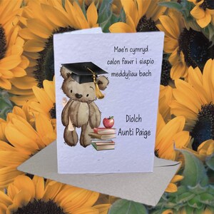 Carte de remerciement personnalisée de professeur gallois, cadeau de carte de graine plantable, carte personnalisée pour professeur, cadeaux de professeur