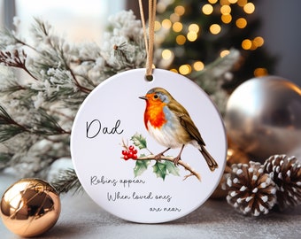 Lost Loved One Bauble, Memory Bauble, Robins Appear When Loved Ones Are Near Christmas Tree Bauble