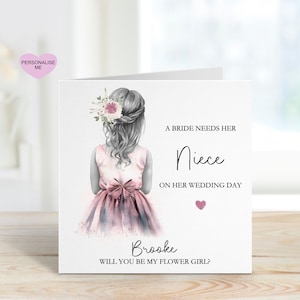 Tarjeta de propuesta de dama de honor, tarjeta de propuesta de dama de honor personalizada, ¿Quieres ser mi dama de honor? Propuesta de dama de honor para sobrina