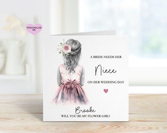 Flower Girl Proposal Card, Personalised Flower Girl Proposal Card, Will You Be My Flower Girl? Niece Flower Girl Proposal