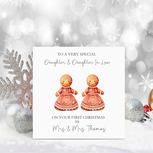 Biglietto di Natale per il primo matrimonio, biglietto di Natale per la figlia e sua moglie, biglietto di Natale personalizzato