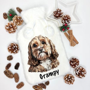 Cockapoo Geschenke, personalisierte Wärmflasche, Cockapoo Design Wärmflasche, Weihnachtsgeschenke, flauschiger Deluxe-Bezug