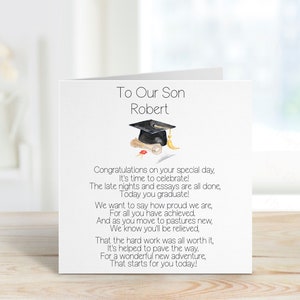 Carte de graduation personnalisée pour fils, carte de graduation personnalisée pour lui, carte de graduation pour fils